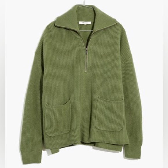 Madewell Glenbrook Half Zip Pullover Sweater in Heather Palm Size Small - Picture 4 of 6
